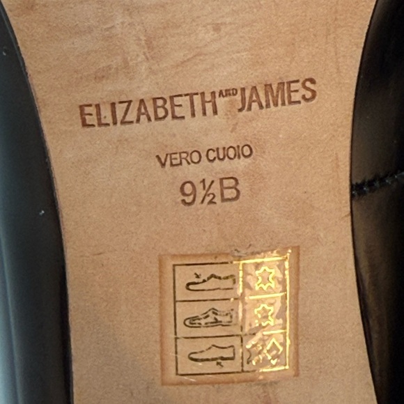 Elizabeth and James Vero Cuoio Black Italian Leather Block Heels 9.5B Boho City - Picture 15 of 16